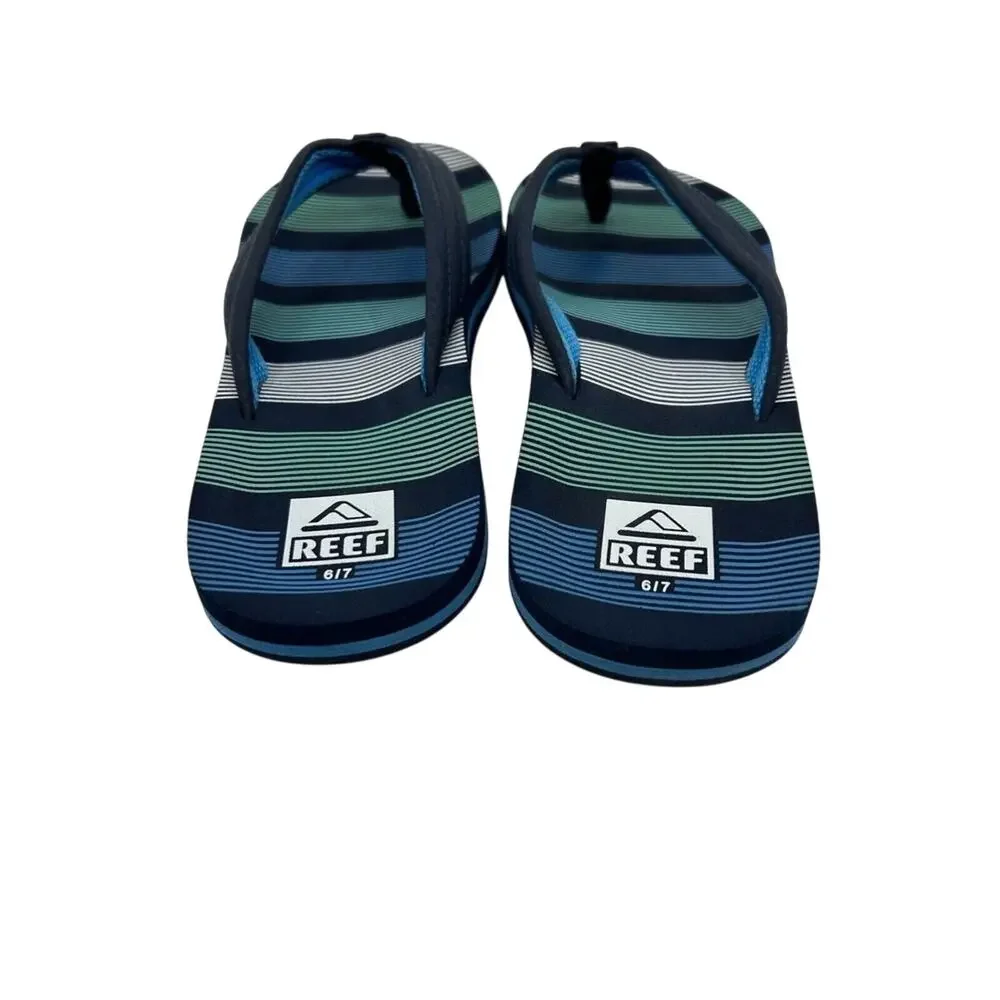 Reef Ahi Thong Flip Flop Sandals Kids Size 6/7 Black Striped